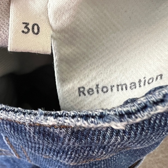 Reformation Louise Jeans Baltic Wash Button Fly Wide Leg - Picture 5 of 7